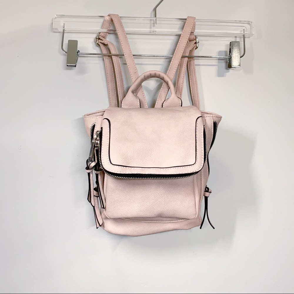 Pink Faux Leather Backpack